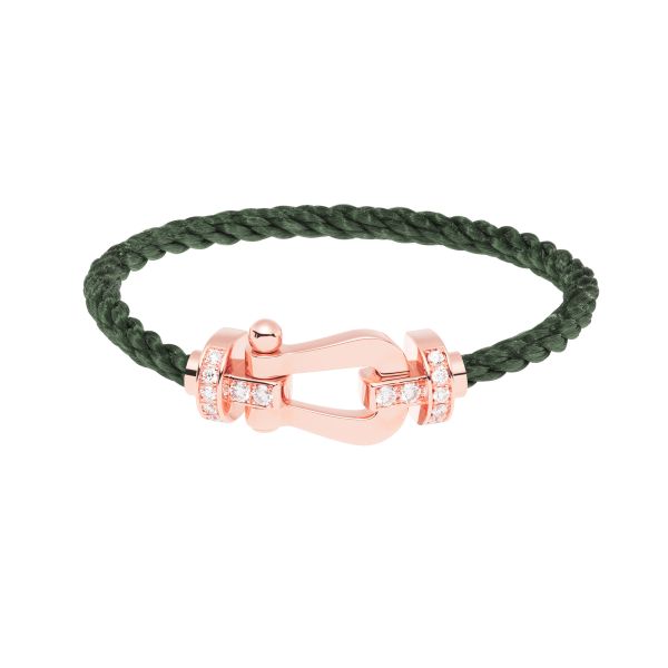 Fred Force 10 large model bracelet in rose gold, diamonds and khaki cable