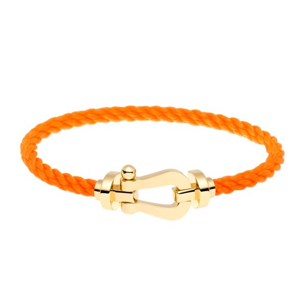 Fred Force 10 large model bracelet in yellow gold and fluorescent orange cable