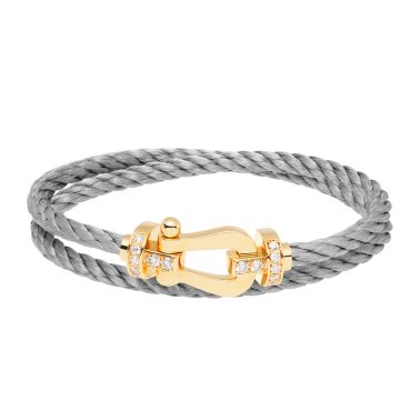 Purchase FRED Force 10 bracelet, large size, white gold manilla, steel cable