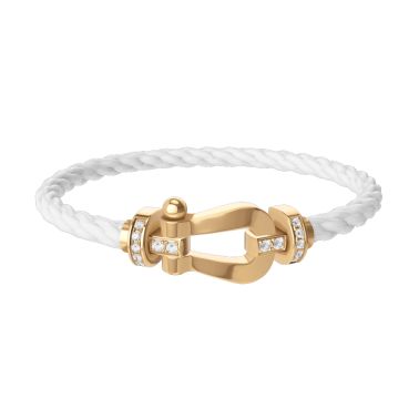 Purchase FRED Force 10 bracelet, large size, rose gold manilla, diamonds,  rose gold cable chain