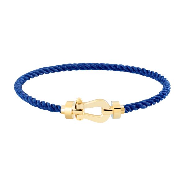 Bracelet Fred Force 10 moyen modèle en or jaune et câble bleu indigo