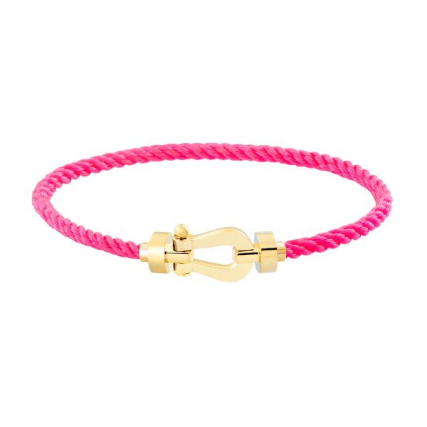 Bracelet Fred Force 10 moyen modèle en or jaune et câble rose fluo