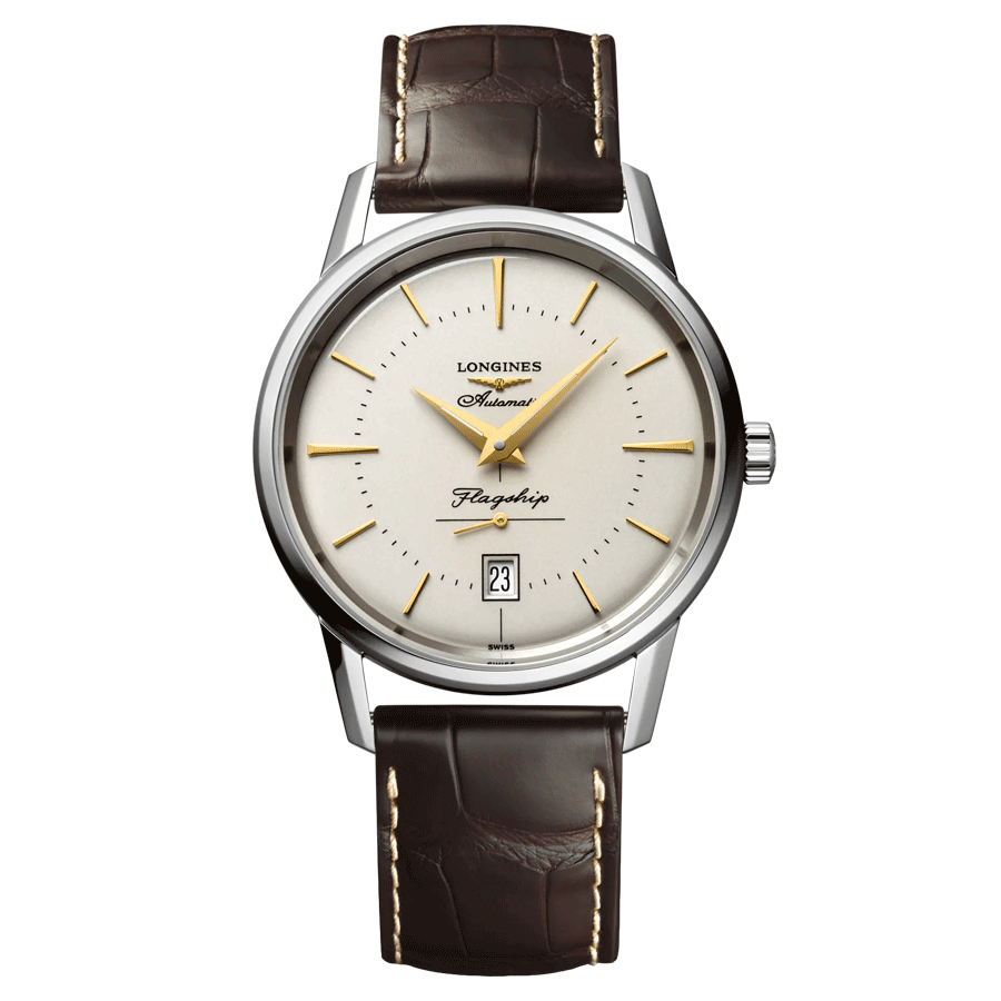 Longines Heritage Flagship automatic leather watch L47954782 Lepage