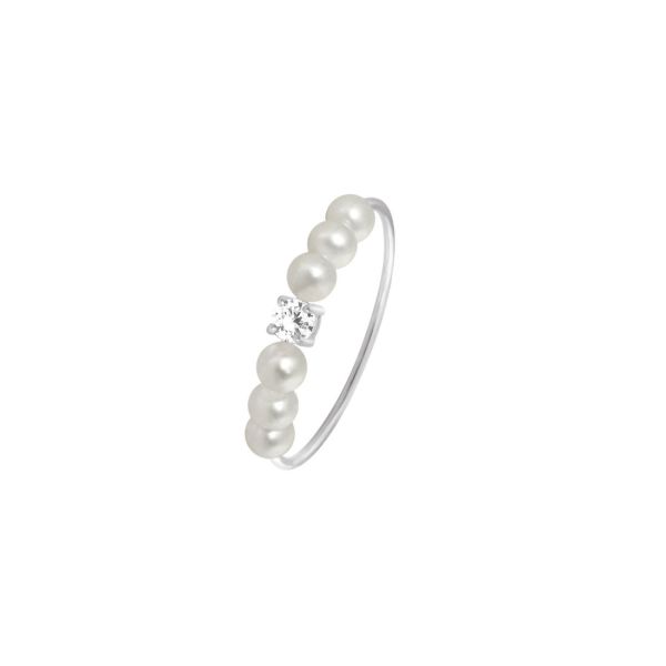 Bague Claverin Fresh Princess Diamond en or blanc, diamant et perles blanches