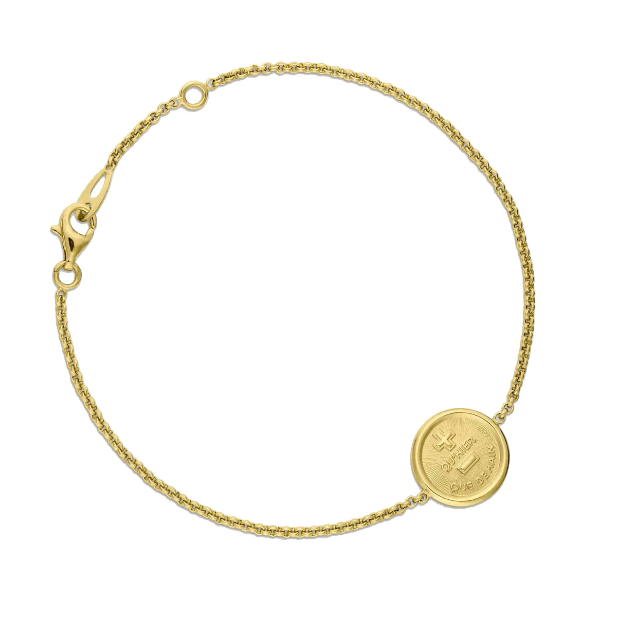 Cord bracelet A.Augis Miraculous Medal in yellow gold - Lepage
