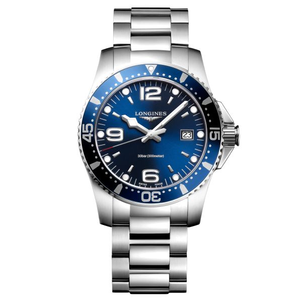 Montre Longines HydroConquest quartz cadran bleu bracelet acier 41 mm L3.740.4.96.6