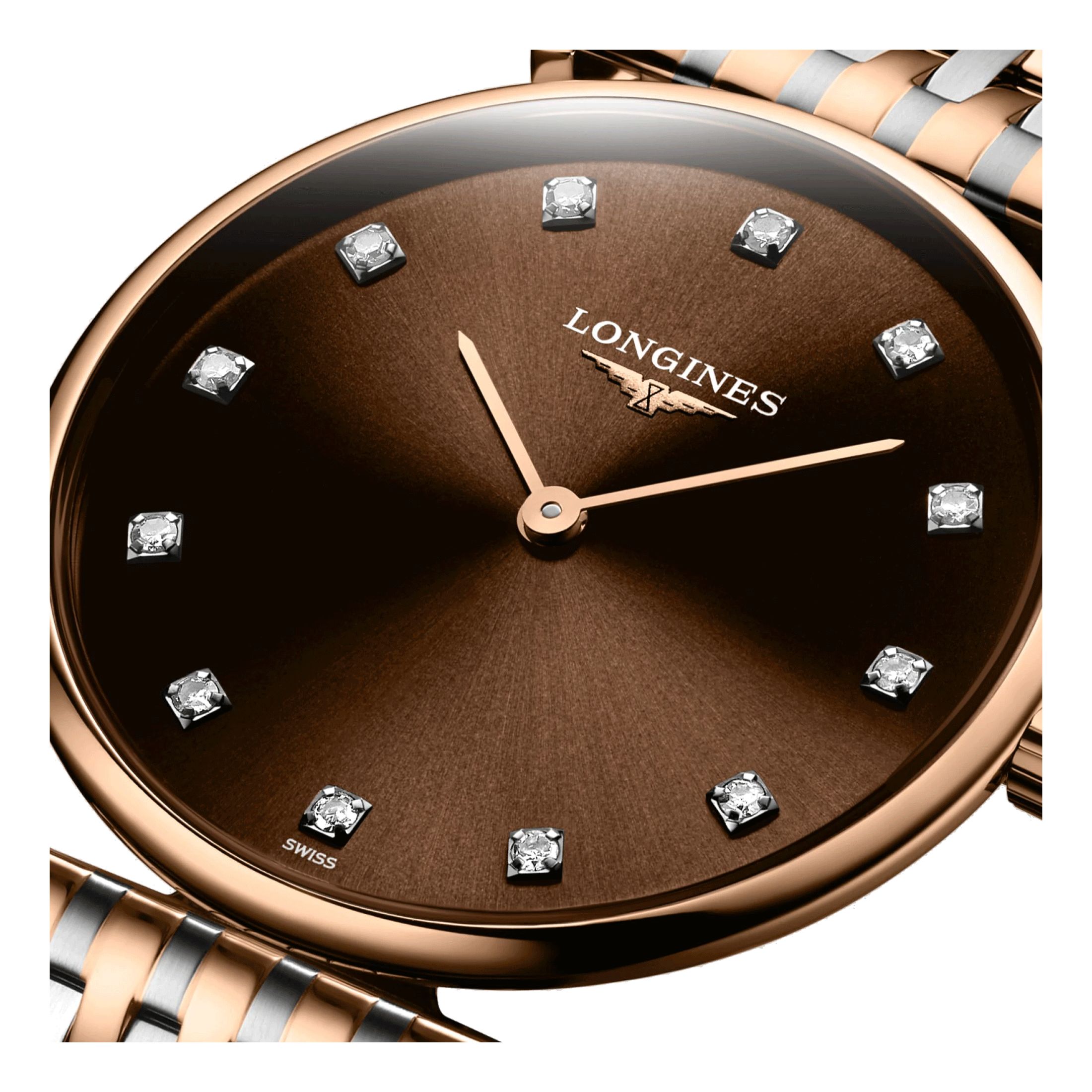 Longines Grande Classique chocolate quartz watch with two tone