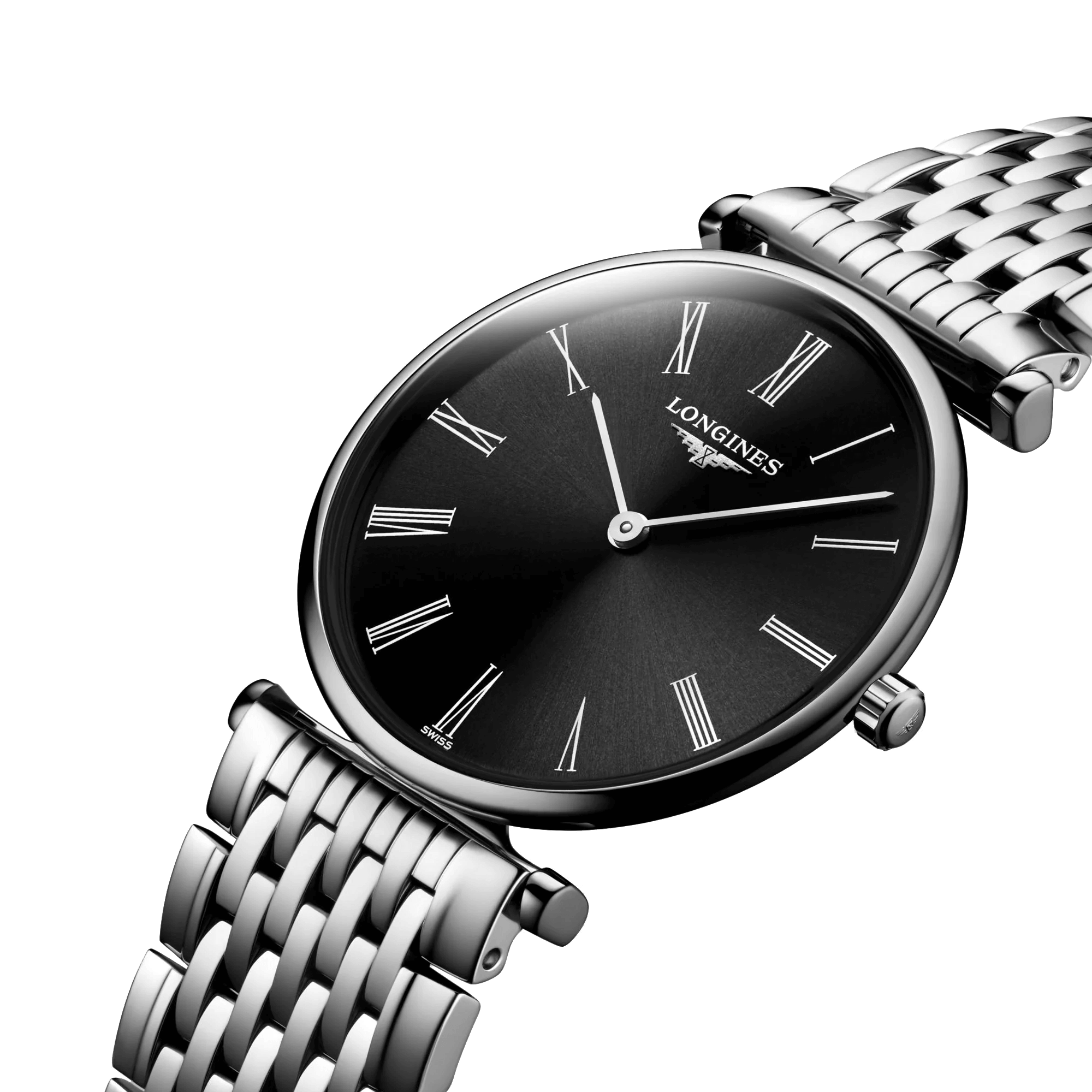 Montre Longines Grande Classique quartz bracelet acier cadran noir