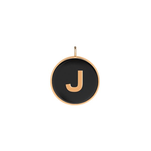 Médaille Ginette NY Jumbo Initial Ever J en or rose et onyx