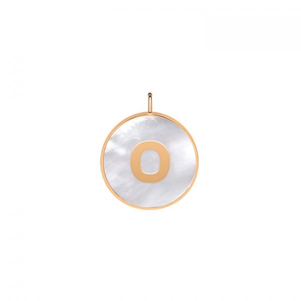 Ginette NY Initial Ever O medal in rose gold and white mother-of-pearl