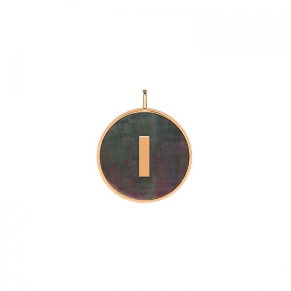 Ginette NY Initial Ever I medal in rose gold and black mother-of-pearl