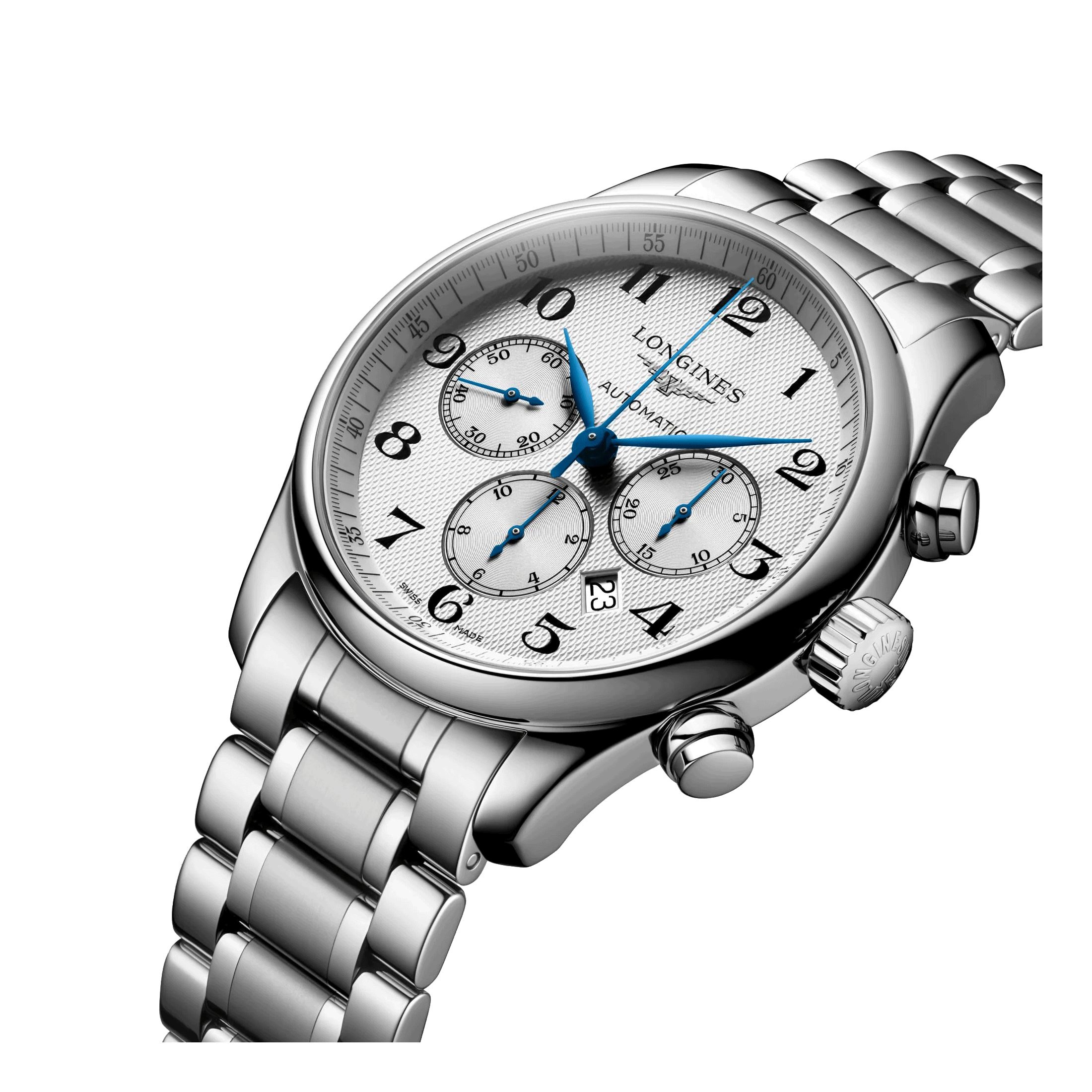 Longines Master Collection automatic chronograph watch steel bracelet 44 mm