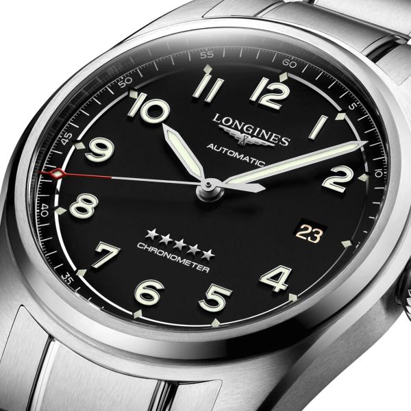 Longines Spirit automatic watch black dial and 40 mm steel bracelet