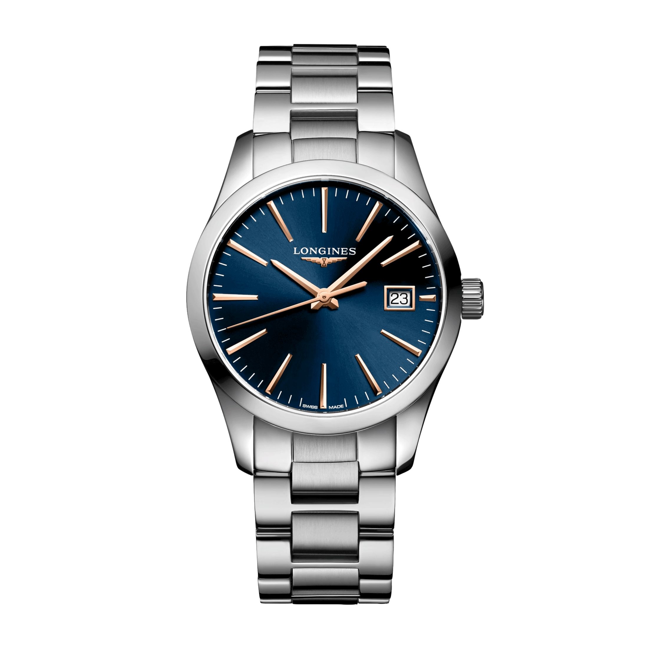 Montre Longines Conquest Classic quartz cadran bleu bracelet acier