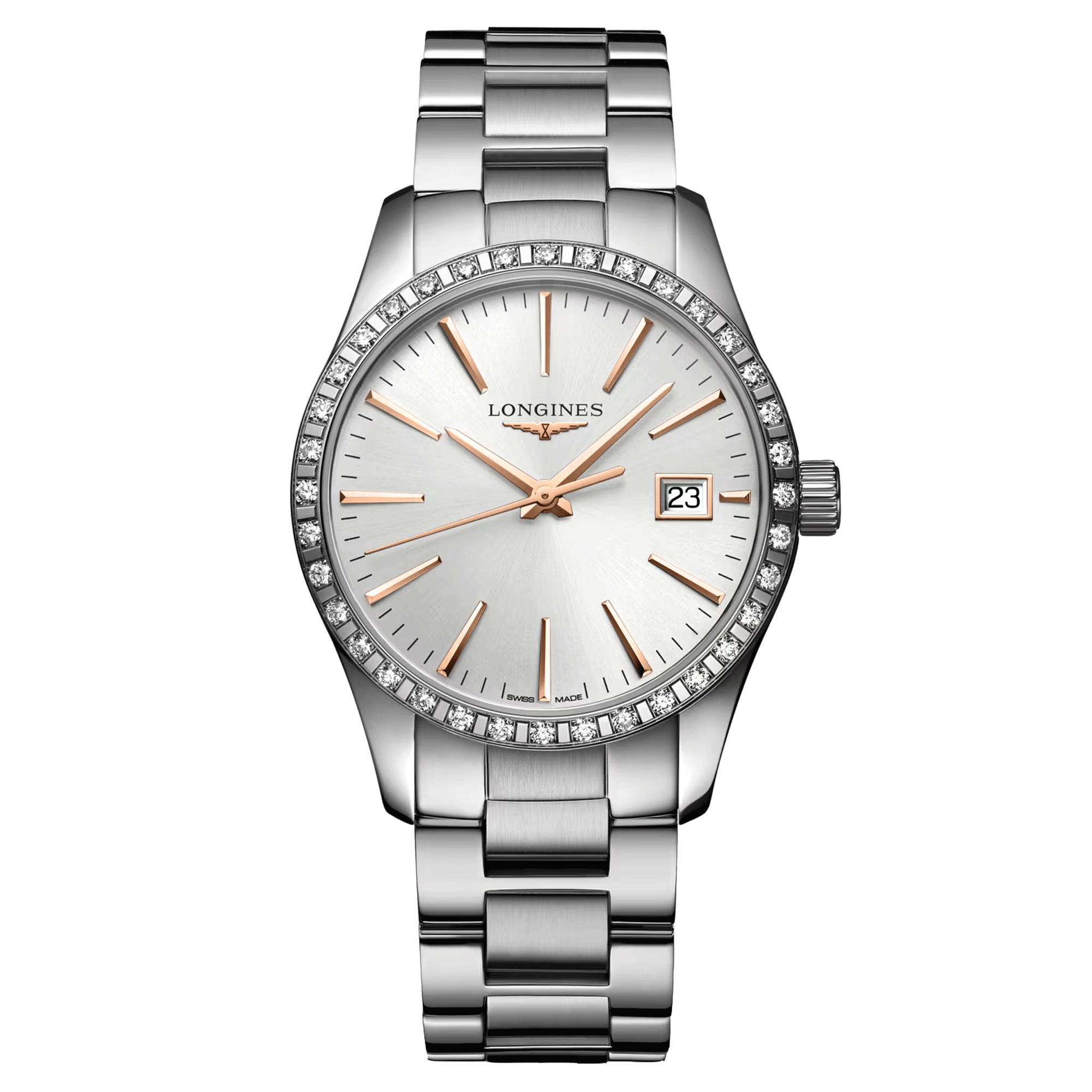 Montre Longines Conquest Classic quartz cadran argent lunette