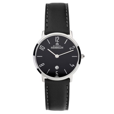 Montre Herbelin City quartz acier cadran noir 30.5 mm 1691524 Lepage