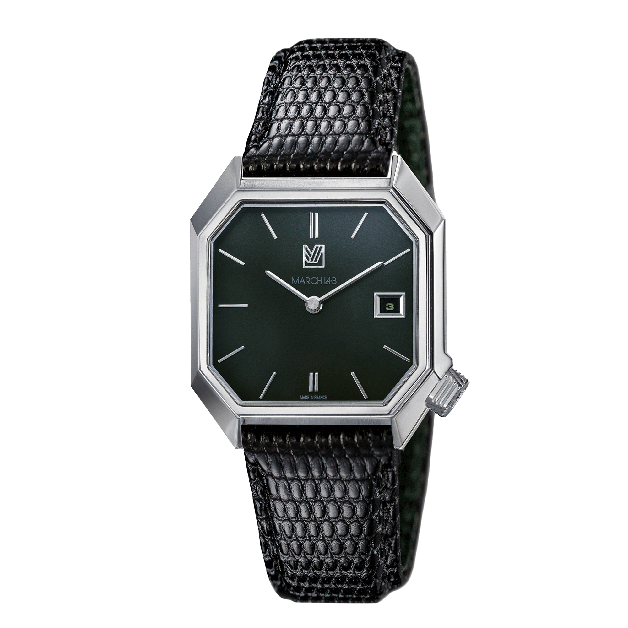 March LA.B Mansart Grall Date Automatic Black Lizard - Lepage