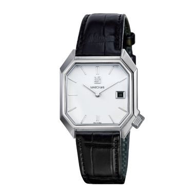 Montre March LA.B Mansart White Date automatique alligator Lepage