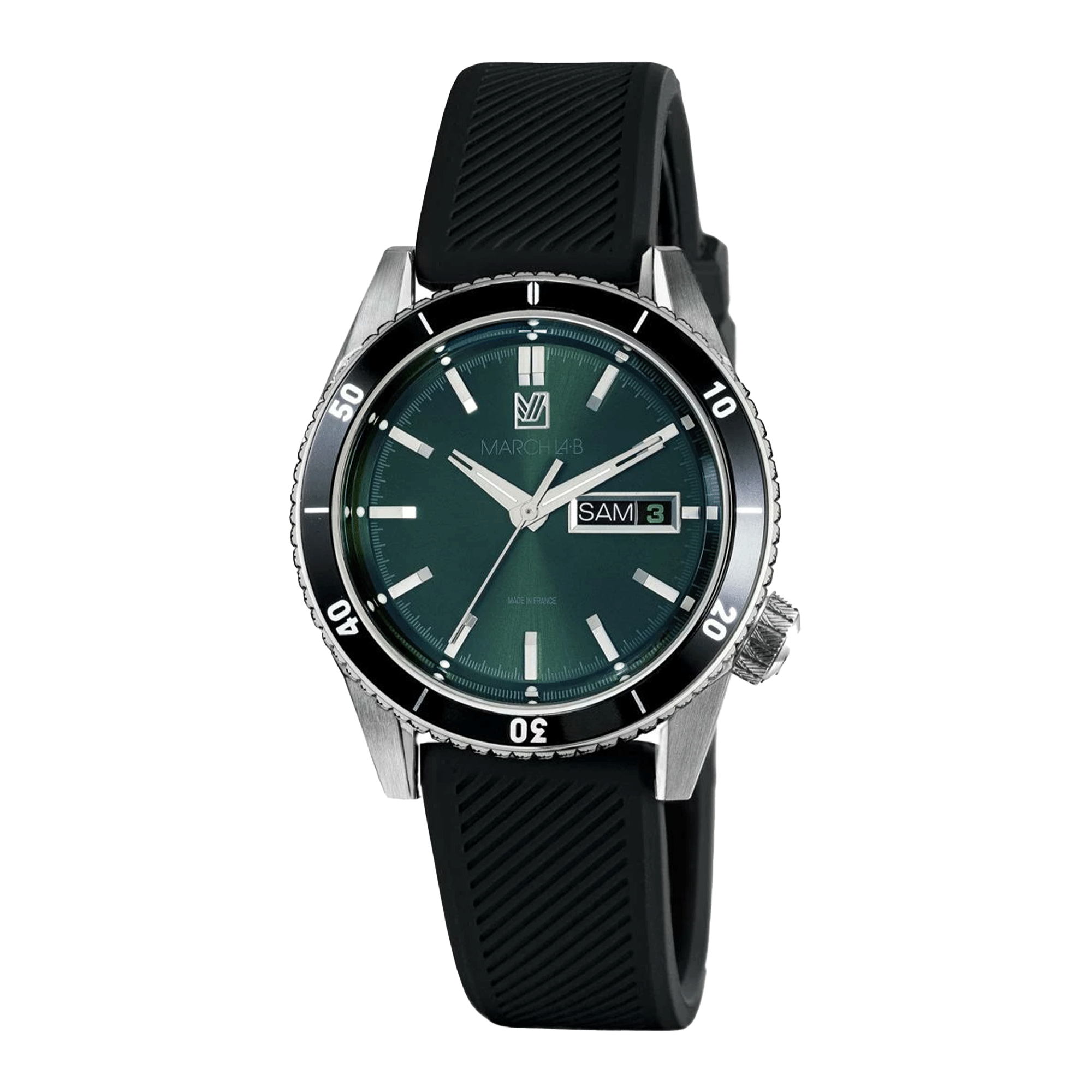 Montre March LA.B Bonzer Electrique Forest Silicone Noir - Lepage