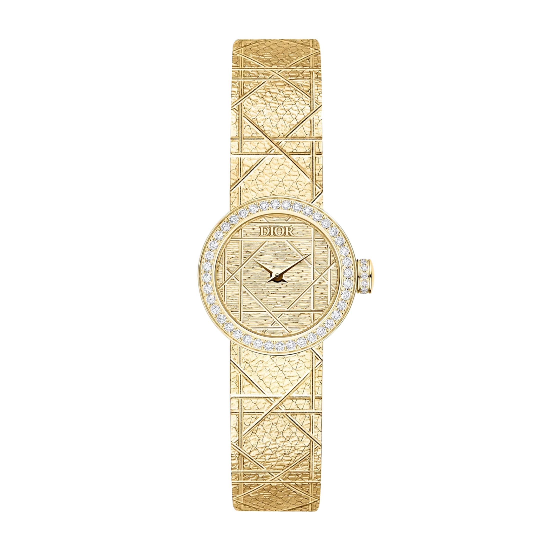 Mini D my Dior watch quartz canework dial gold diamonds 19 mm CDO4015X1250 LEPAGE