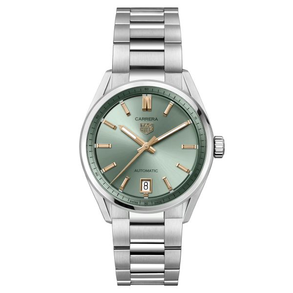 TAG Heuer Carrera automatic watch rose gold index green dial steel bracelet 36 mm WBN2312.BA0001