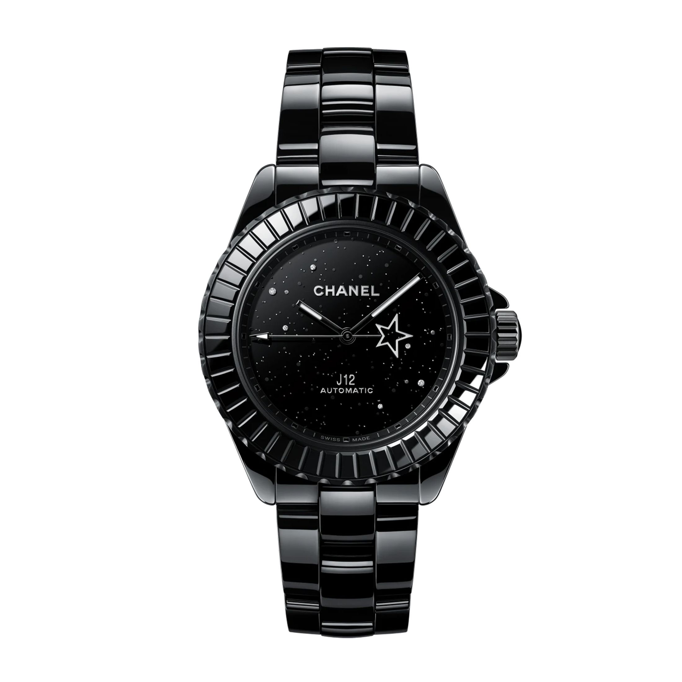 Chanel j12 black watch with diamonds hotsell