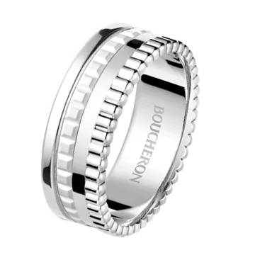 Boucheron 18kt White Gold Quatre Black Diamond Large Ring - Silver