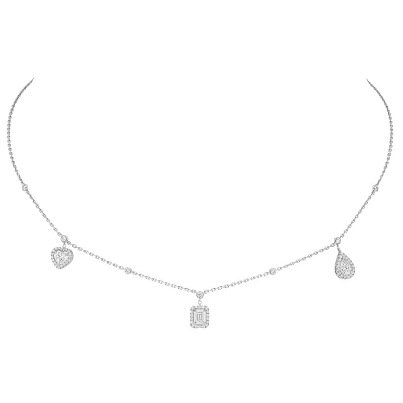 Collier Messika My Twin Trio en or blanc et diamants Lepage