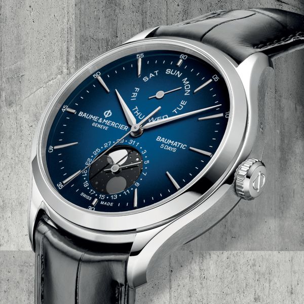 Baume and mercier discount clifton baumatic blue