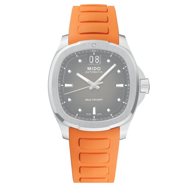 Mido Multifort TV Big Date rubber orange Strap 40 mm