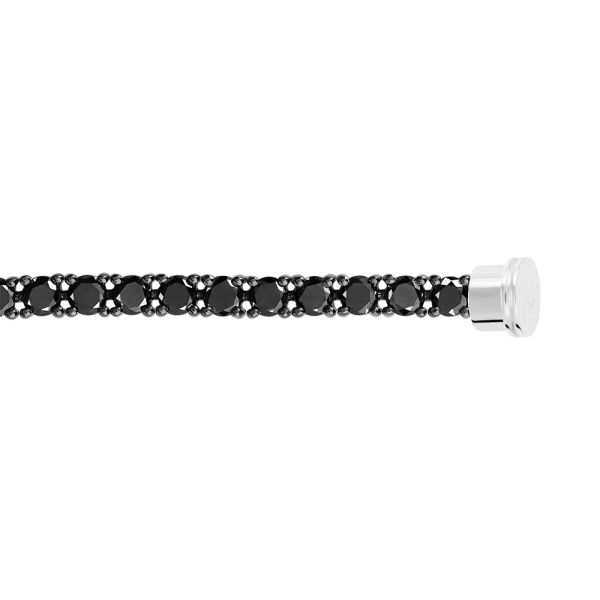 Câble Fred Force 10 grand modèle en or blanc et diamants noirs 6J0203