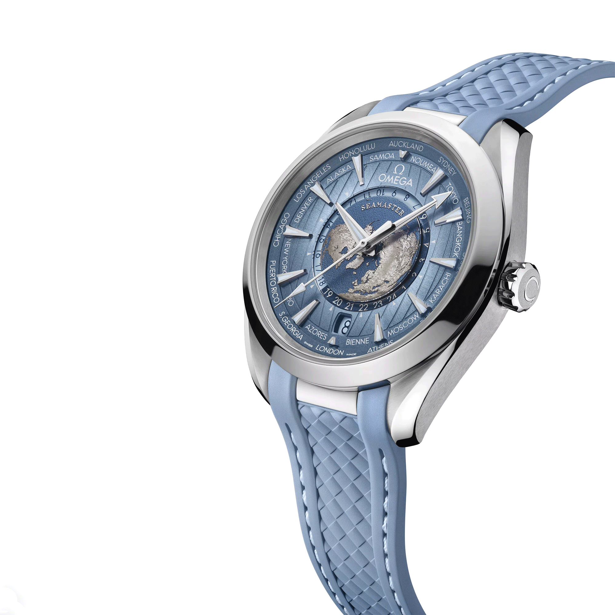 Omega Aqua Terra 150M Worltimer GMT Blue Summer Lepage