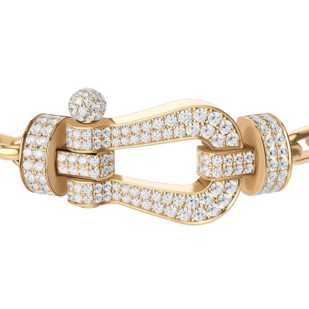 Fred, Force 10 bracelet in yellow gold and paved white diamonds