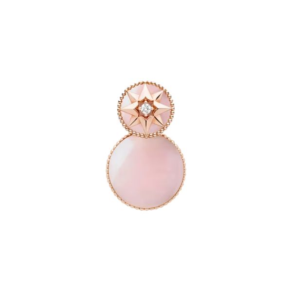 Rose Des Vents Earrings Pink Gold, Diamonds and Pink Opal