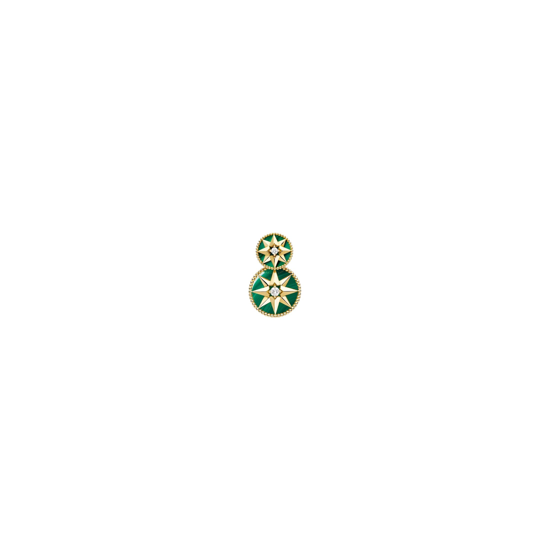 Rose Des Vents Earring Yellow Gold, Diamonds and Malachite