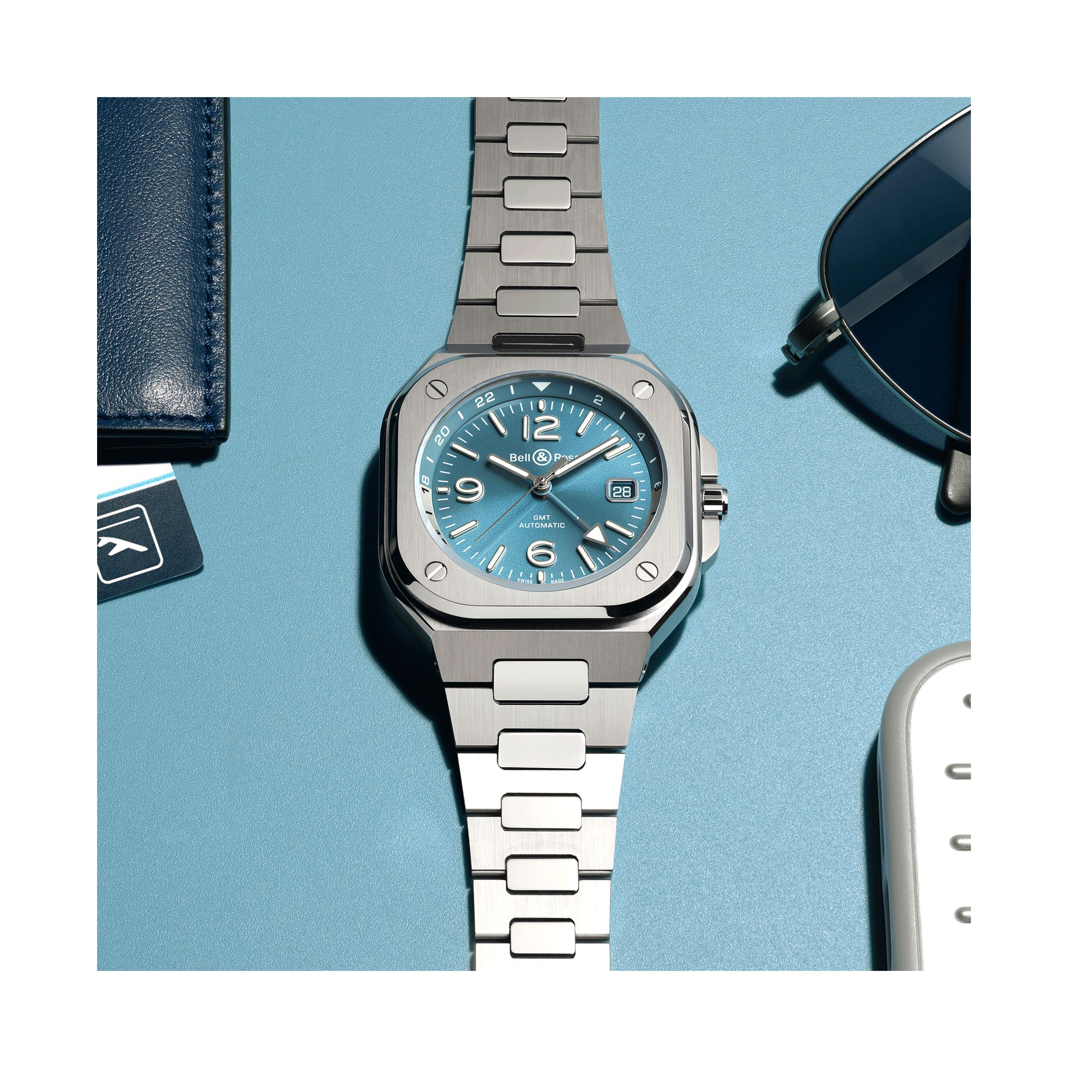 Bell Ross BR 05 GMT Sky Blue automatic steel 41 mm Lepage