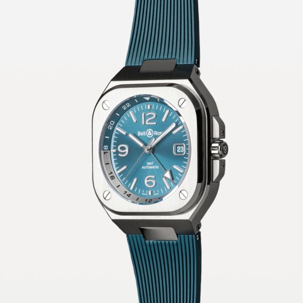 Bell Ross BR 05 GMT Sky Blue automatic rubber 41 mm Lepage