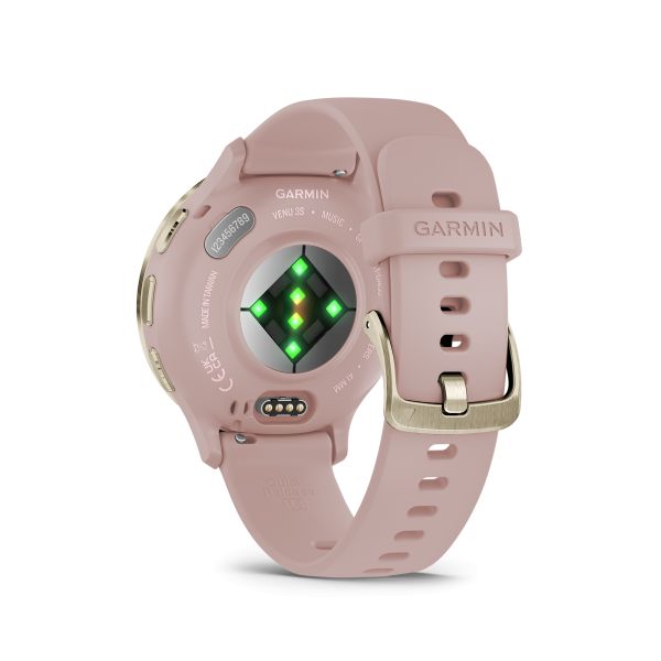 Montre connectée Garmin Venu 3S, Soft Gold avec bracelet rose sur