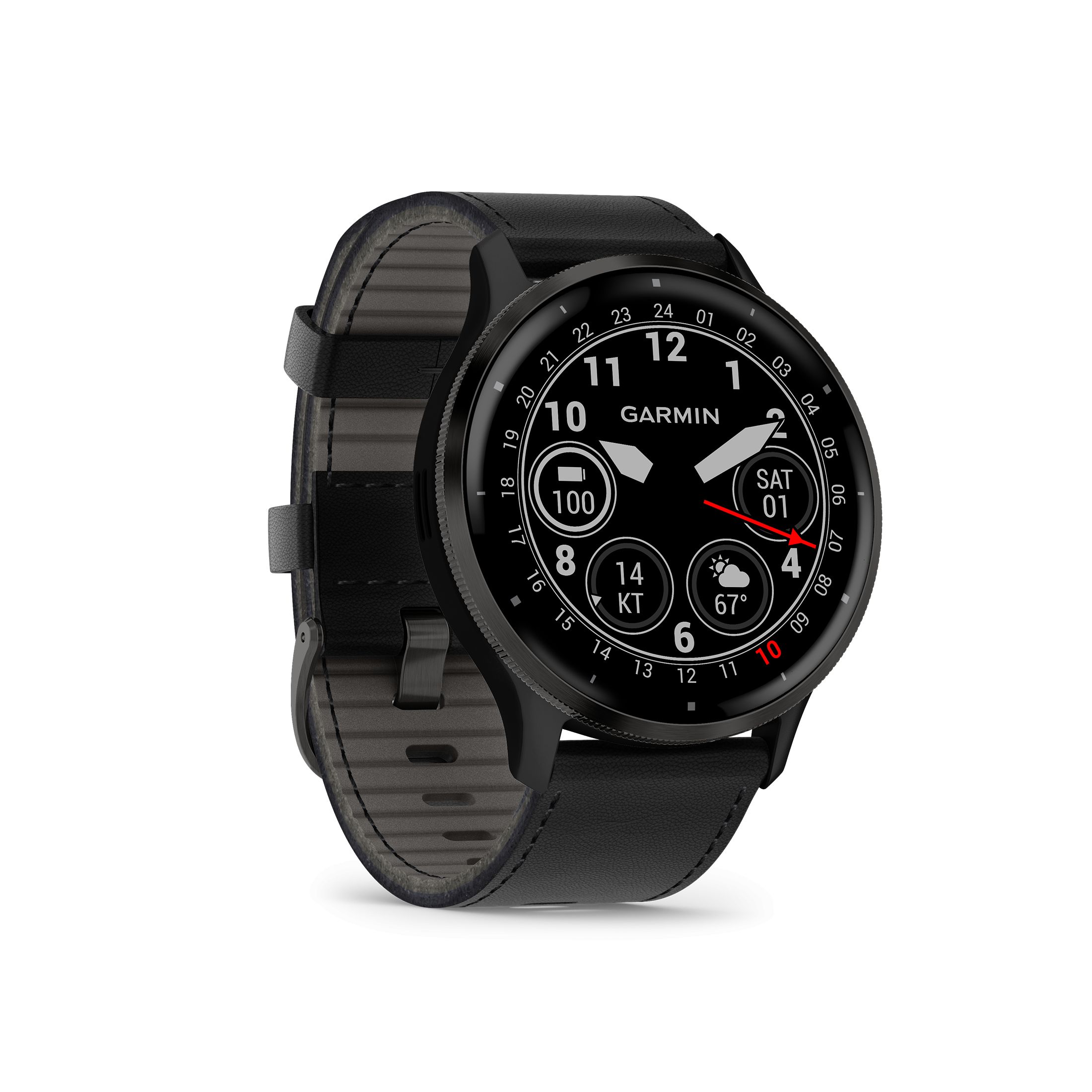 010-02784-52  Garmin Venu 3 Smartwatch Noir / Gris avec bracelet en cuir