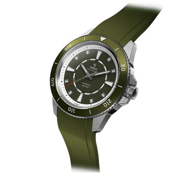 Montre Yema Sous-Marine automatique cadran vert bracelet caoutchouc vert 40,5 mm YSMA23Z-ZZRBS