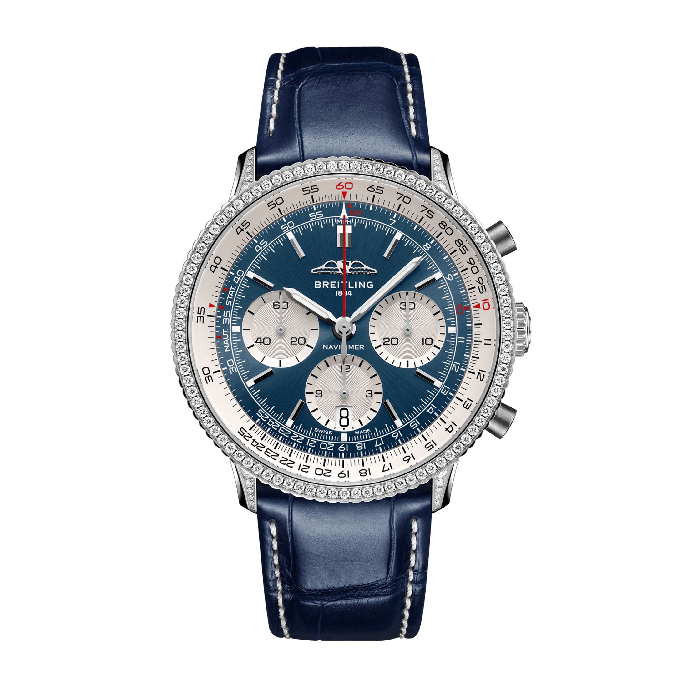 Breitling navitimer blue leather clearance strap