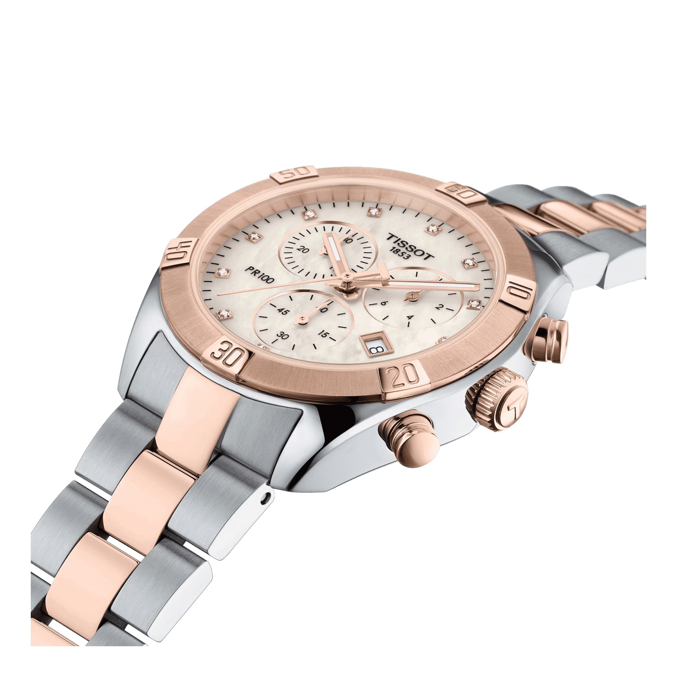 Montre Tissot T Classic PR 100 Sport Chic Chronograph bicolore