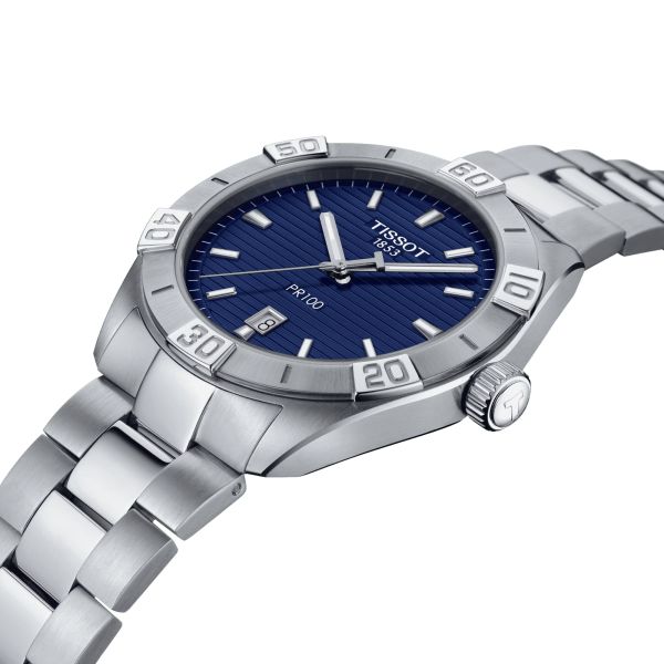 Tissot T Classic PR 100 Sport quartz watch blue dial steel