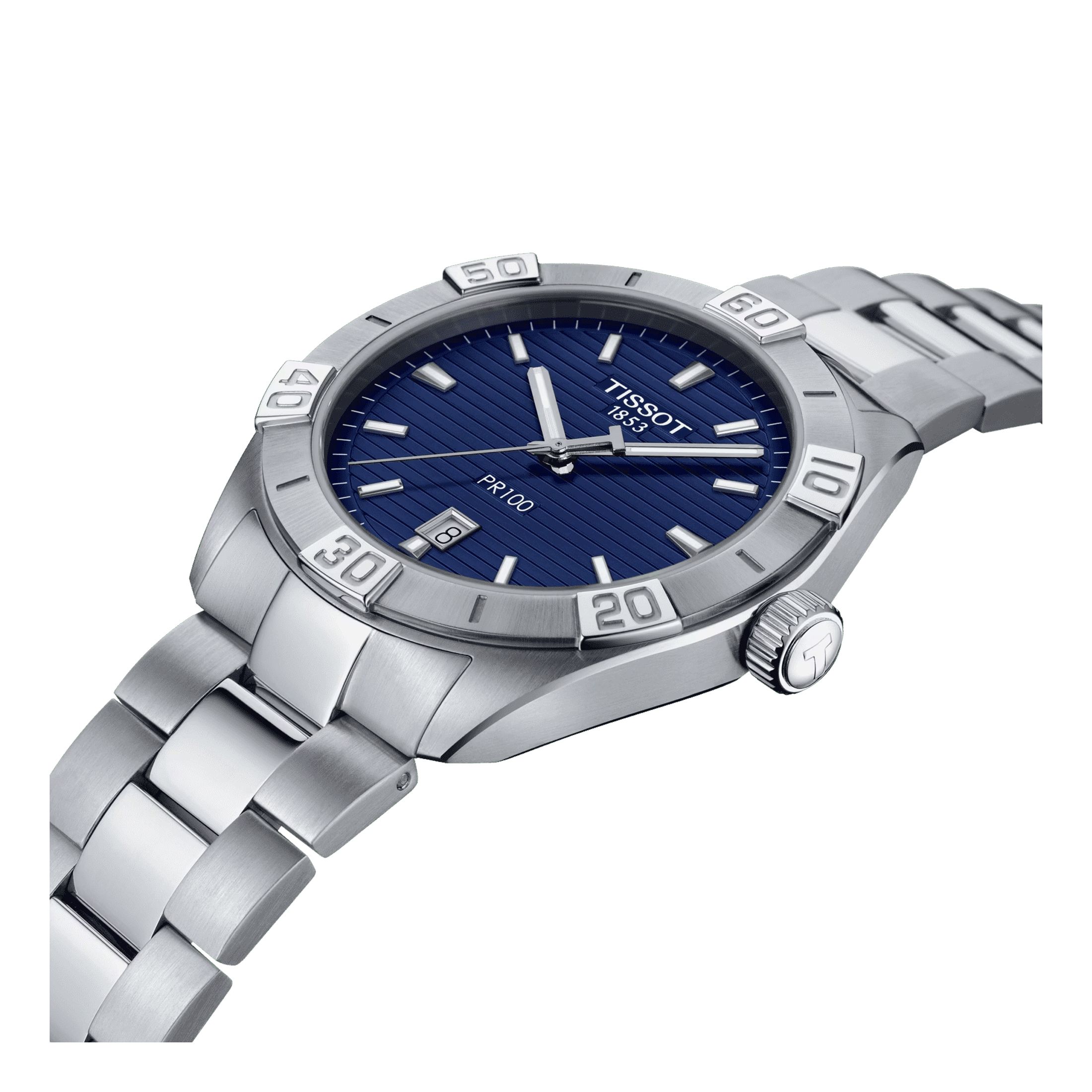 Montre Tissot T Classic PR 100 Sport Gent quartz bleu bracelet