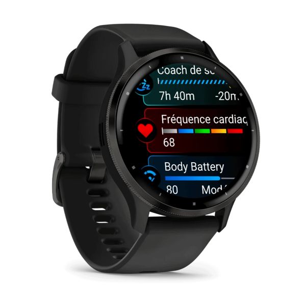 Garmin Venu Sq, Montre connectée GPS avec écran tactile lumineux Jusqu'à 6  jours d'autonomie, bracelet gris 