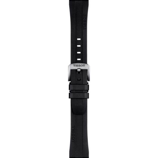 Tissot black rubber bracelet with 20 mm pin buckle