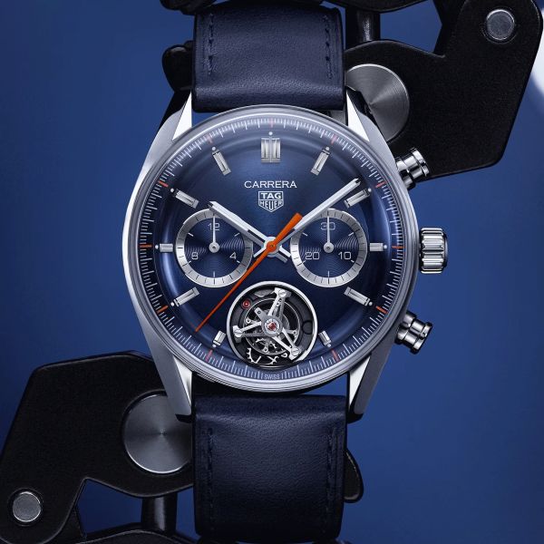 Tag heuer carrera on sale blue leather strap