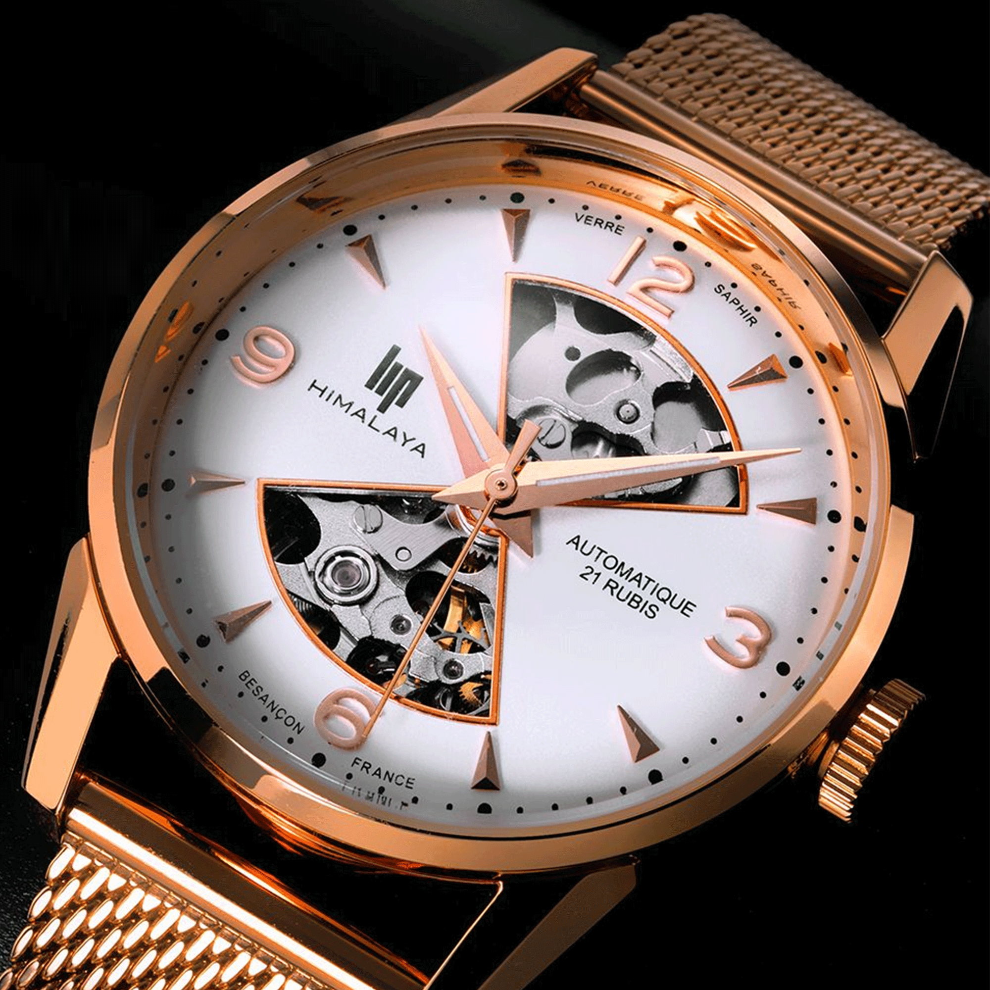 Montre Lip Himalaya Sablier PVD or rose 33 mm 671684 Lepage