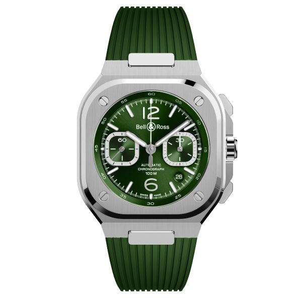 Bell & Ross BR 05 Chrono automatic green dial rubber strap 42 mm