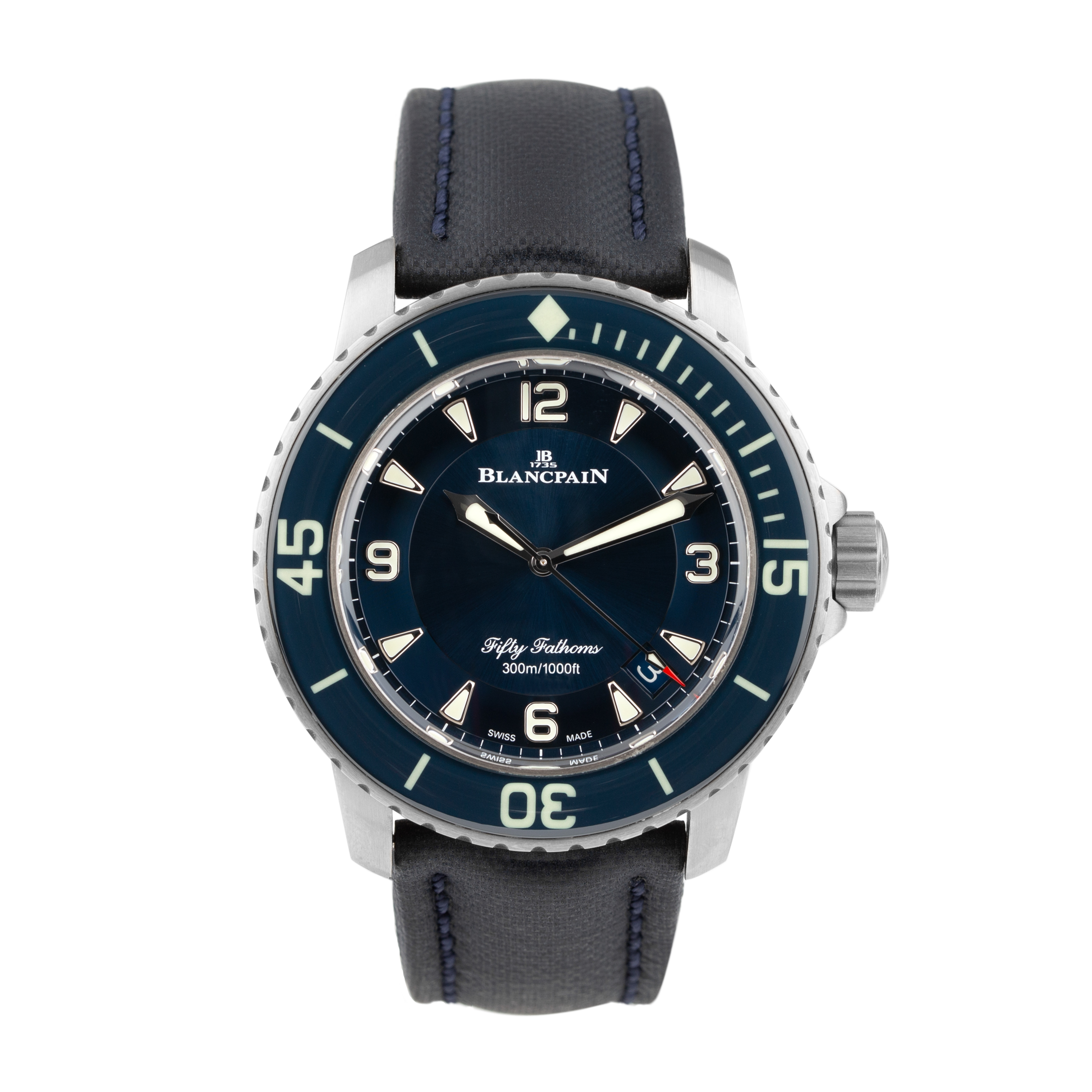 Pre-Owned Blancpain Fifty Fathoms Automatic Titanium 5015-12B40-052A ...